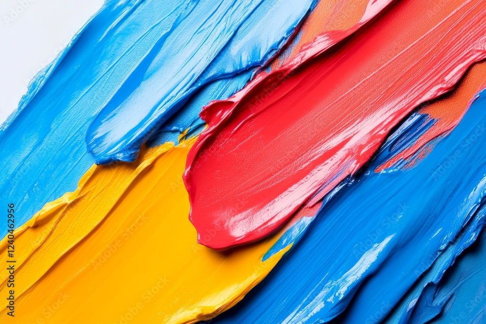 Aufkleber colorful paint strokes blend together on a canvas creating a vibrant abstract composition in bright 