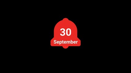 30 September date Notification bell Animation