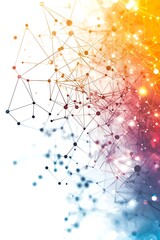 White global communication banner with colorful network connections representing digital transformation