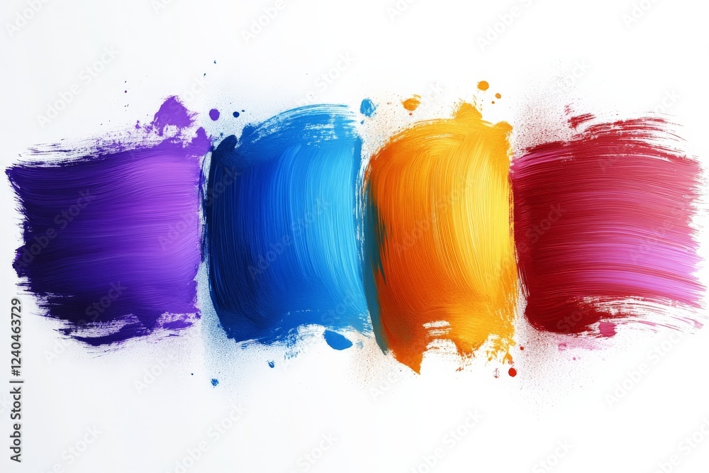 Aufkleber vibrant abstract paint strokes display various colors on a white canvas