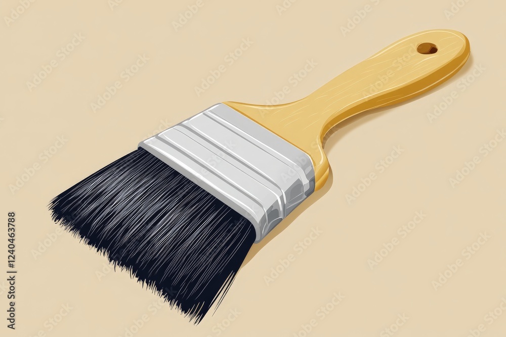 Poster brush with a wide bristle head sits on a light background, showing the perfect choice for painting a