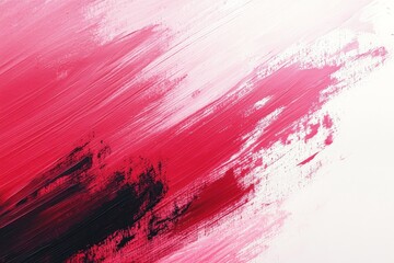 Abstract painting with vibrant pink and black strokes on a canvas creating dynamic visual energy