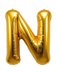 Obraz premium Alphabet Capital Letter N Golden Balloon Isolated on Transparent Background For Birthday Party, Anniversary, or Event Celebration Design.