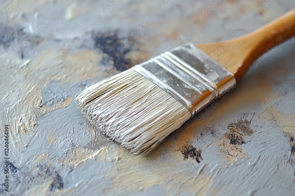 Poster painting with a brush on a textured canvas showcasing various artistic strokes and colors