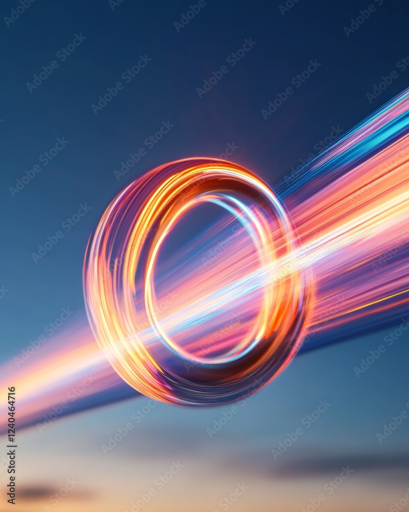 Aufkleber neon light burst in dark sky futuristic rings and trails - visual trend for digital marketing and fe