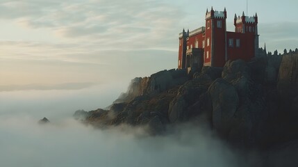 Enchanted Castle Clifftop Fog Dramatic Landscape