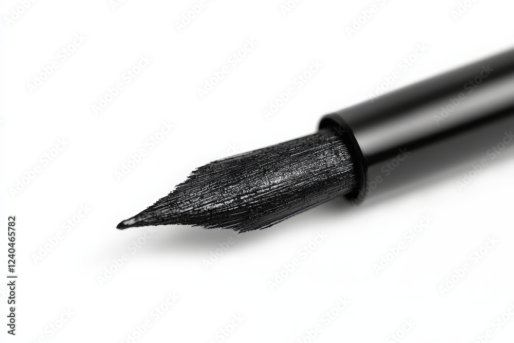 Poster close-up of a black ink calligraphy pen showing fine tip and texture in clear lighting