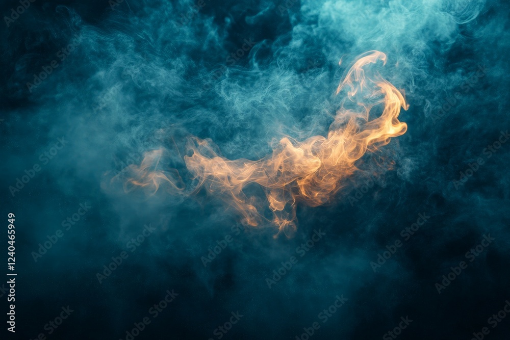Aufkleber fire and smoke dance in a mesmerizing display of colors and patterns in a dark environment