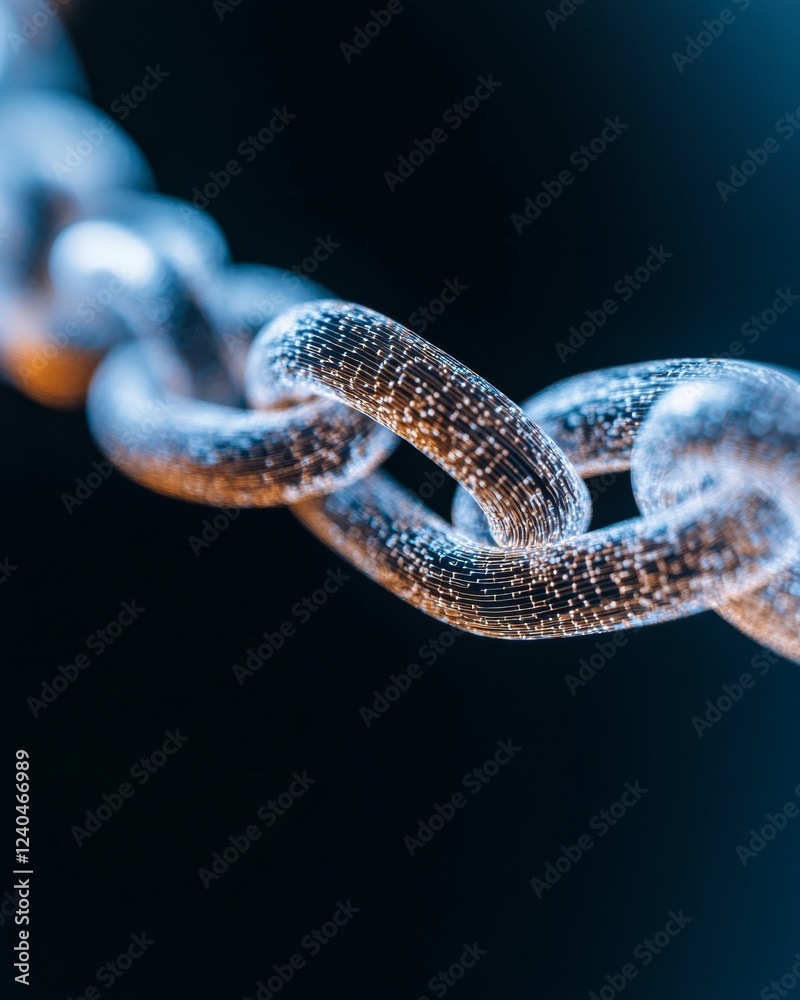 Fototapete futuristic blockchain visualization digital chain links with quantum encryption - advanced security 