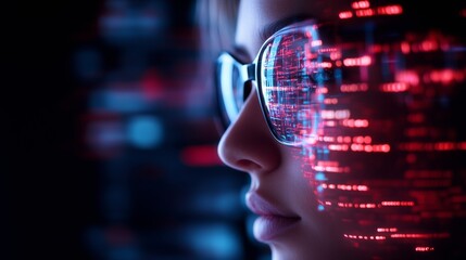 Futurist Aesthetic Young Innovator with Data Glasses - Cutting-Edge Tech and Digital Content Creation for Gen Z Engagement in Modern Business Innovation