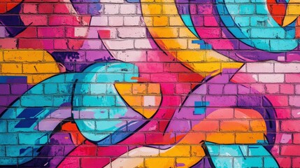 Vibrant Graffiti Art on a Brick Wall