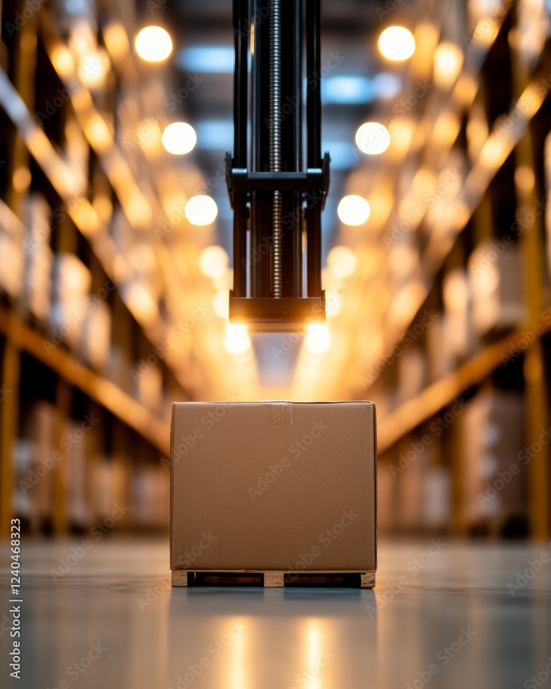 Fototapete Automated Warehouse Robotics Smart Cardboard Box Handling with AI-Powered Machines for E-commerce Logistics Optimization and Efficiency