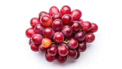 Fototapeta premium Red Grapes Flat Lay Top View White Background - Fresh Fruit Stock Photo