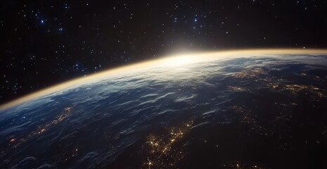 Sunrise Earth Space Orbit Nightlights Background