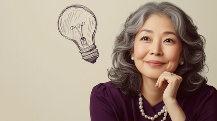 ひらめきを感じる上品な女性