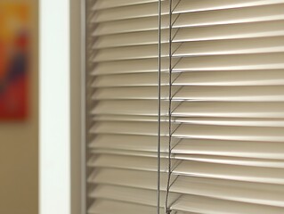 Close-up Beige Aluminum Venetian Blinds Texture