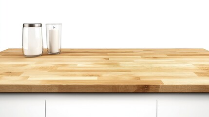 Kitchen countertop, sugar, candle, white background, product display