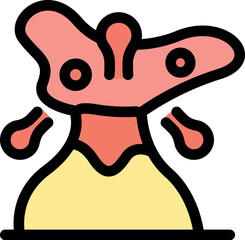 Cartoon alien spitting from its mouth on a yellow planet surface, representing extraterrestrial life and interplanetary exploration