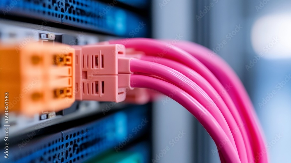 Aufkleber Sleek Data Infrastructure High-Density Server Racks with Vibrant Cables and Cooling Systems - Advanced Tech Content for Modern Cloud Computing and Enterprise Solutions