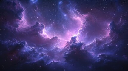Fototapeta premium Cosmic Nebula, Purple Gaseous Clouds, Space Background, Digital Art, Wallpaper