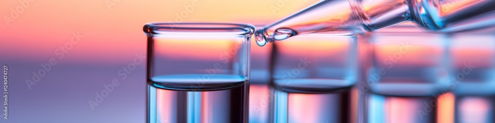 Aufkleber futuristic gradient lab test tube with precision droplet - advanced medical technology visualization