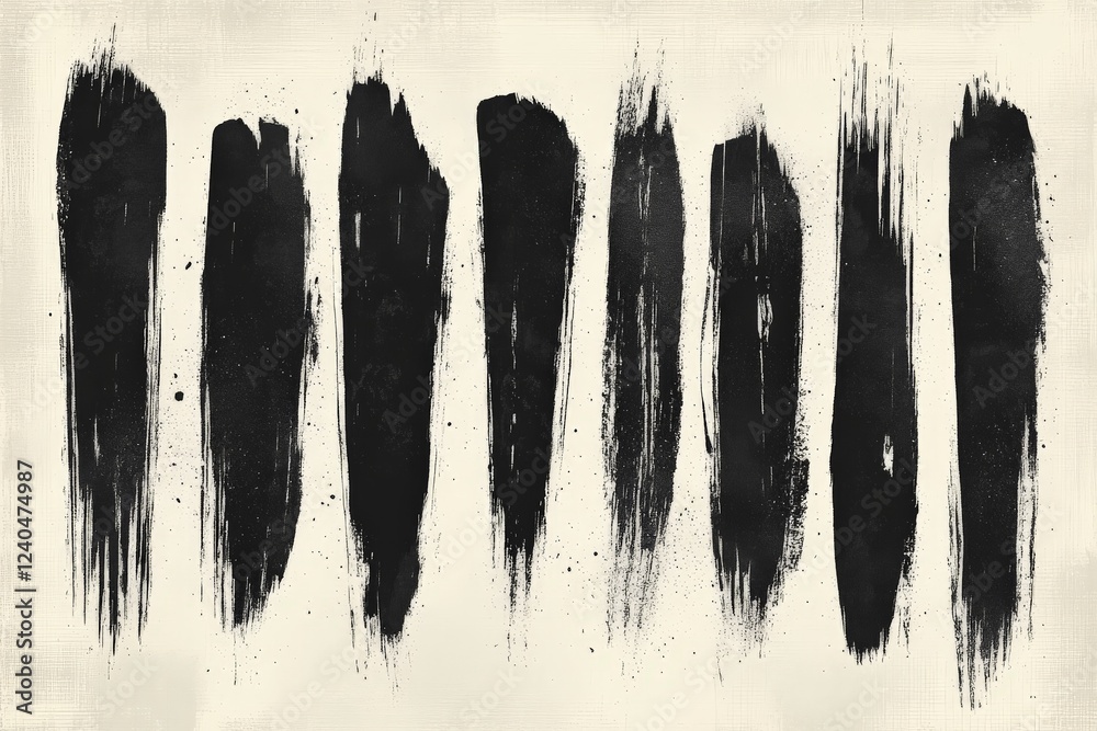 Poster abstract black brush strokes create dynamic patterns on a light textured background