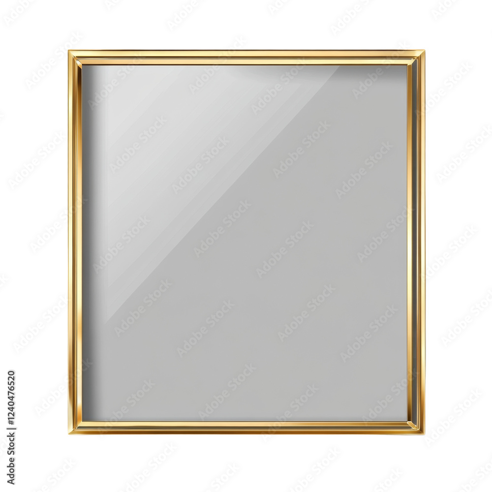 Leinwandbilder a digital image of a blank square frame with a gold border and a light grey center, suitable for var