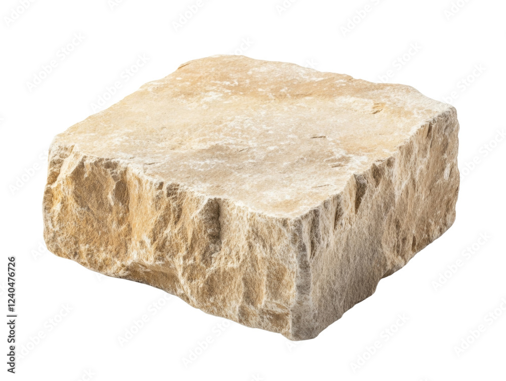 Leinwandbilder this image shows a single, roughly hewn block of beige stone with a slightly irregular top surface, 