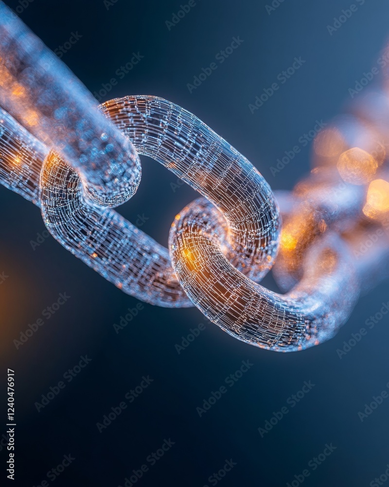 Aufkleber High-Tech Digital Encryption Art Matrix-Style Chain Links in Cybersecurity Visualization for Blockchain Industries - Enhancing Secure Data with Quantum Protocols