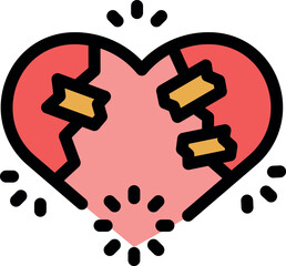 Heart with cracks and bandages representing emotional healing