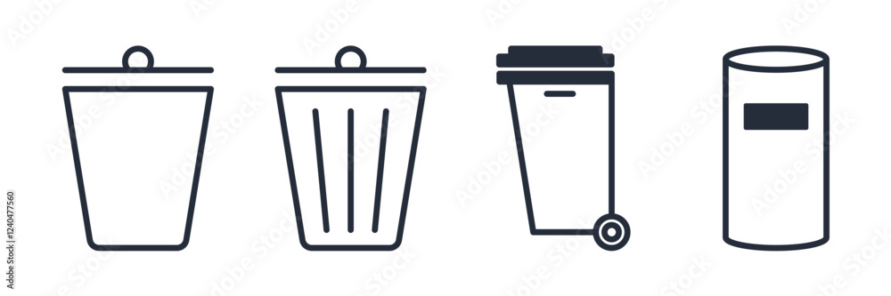 Poster Trash or Delete icon symbol vector sign isolated on white background illustration for graphic and web design