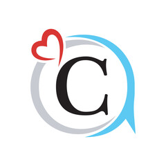 Initial Love Logo combine with letter C vector template