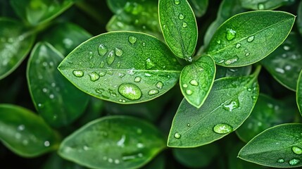 A close-up of an illuminated green leaf with glittering dewdrops, set against the backdrop of rich soil and lush plants, symbolizing growth in environmental innovation.