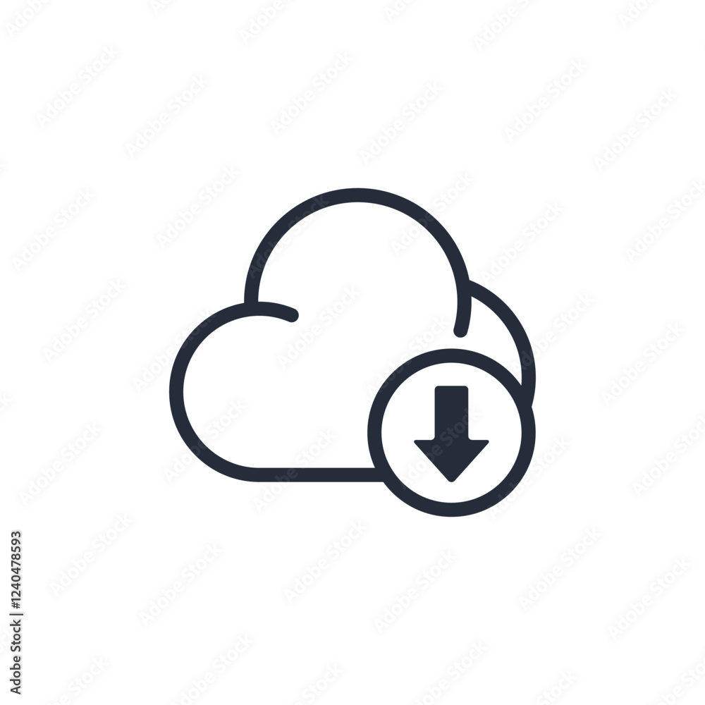Poster download icon symbol vector sign isolated on white background illustration for graphic and web desig