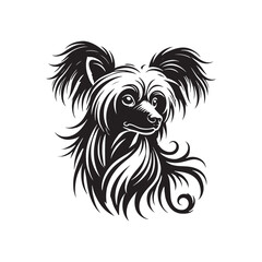 Chinese Crested Dog Vector Silhouette - Minimalist Chinese Crested Dog Design - Illustration of Chinese Crested Dog.