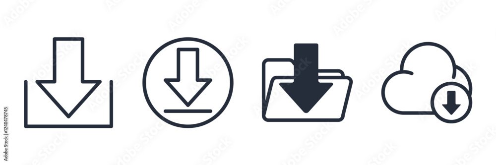 Poster download icon symbol vector sign isolated on white background illustration for graphic and web desig