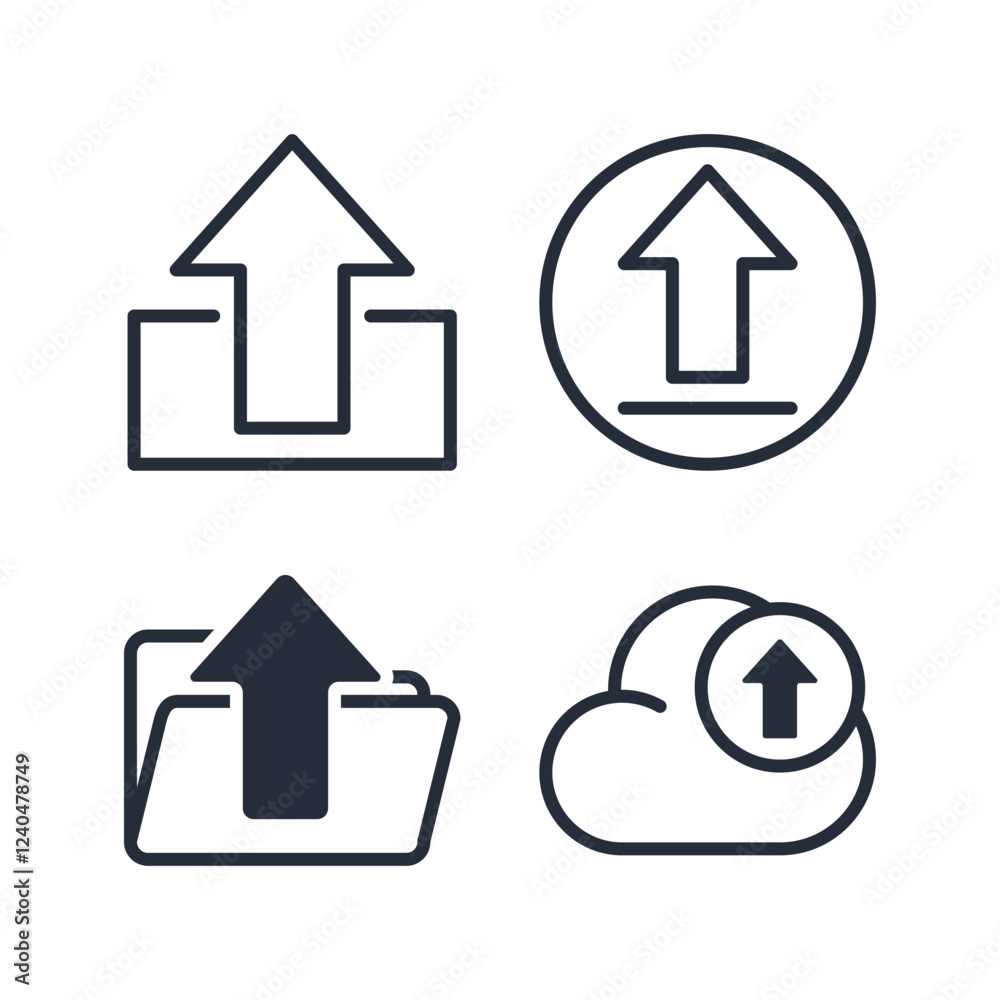 Poster upload icon symbol vector sign isolated on white background illustration for graphic and web design