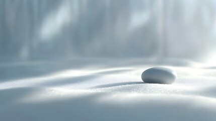 Serene Stone on Snowy Landscape Winter Scene