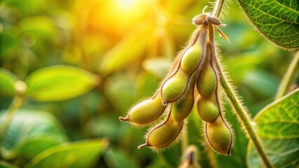 Close up of soybean pod with individual beans emerging, plant life, nature,  plant life