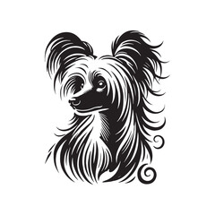 Chinese Crested Dog Vector Silhouette - Minimalist Chinese Crested Dog Design - Illustration of Chinese Crested Dog.