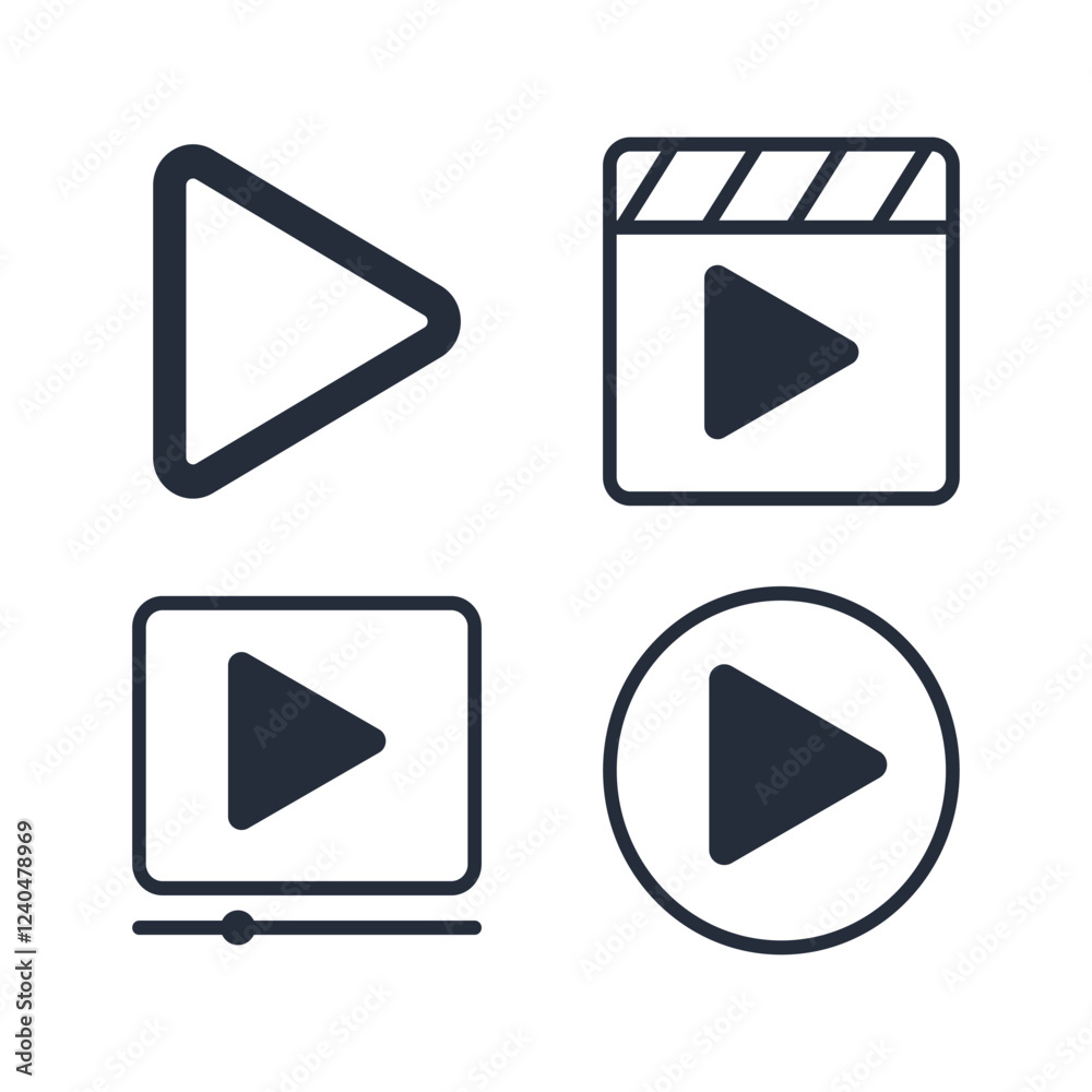 Poster play icon symbol vector sign isolated on white background illustration for graphic and web design