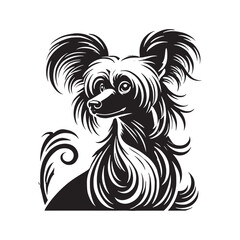Chinese Crested Dog Vector Silhouette - Minimalist Chinese Crested Dog Design - Illustration of Chinese Crested Dog.