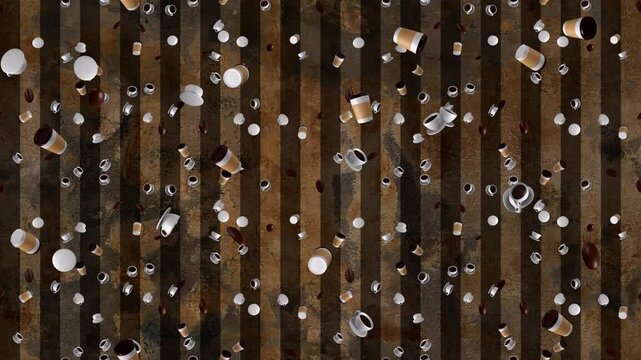 COFFEE BARISTA COMBO loop tile Cartoon falling background. This is a cartoony loopable and tileable coffeeshop wallpaper