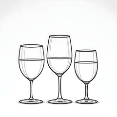 An illustration of three glasses of water