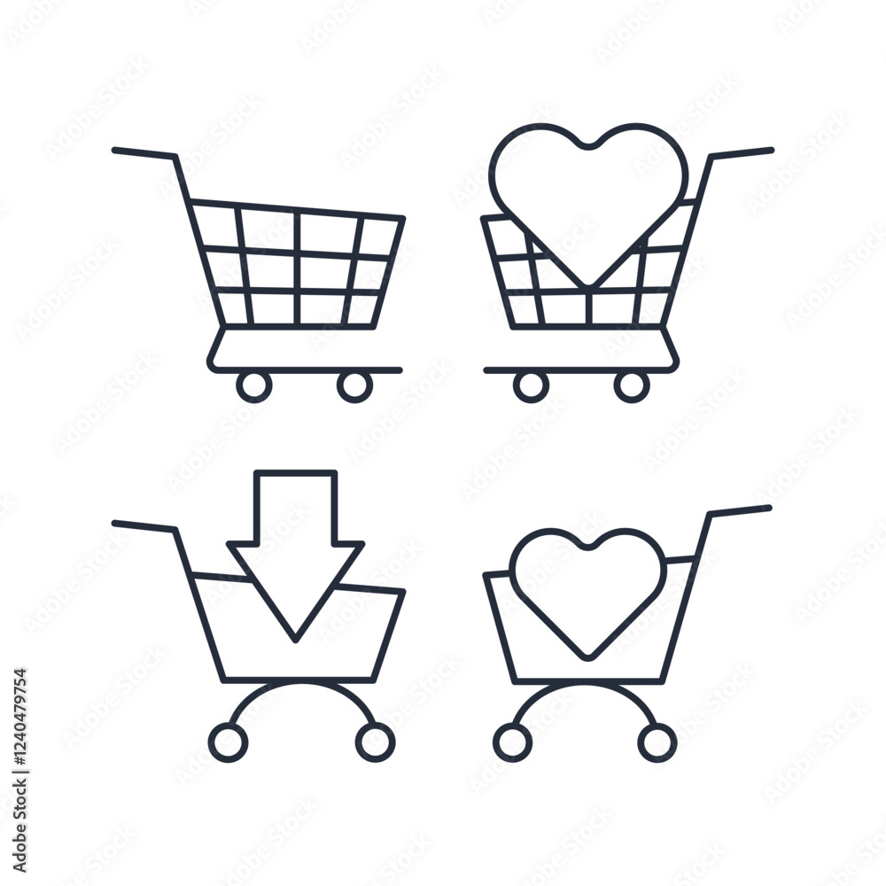 Aufkleber shopping cart icon symbol vector sign isolated on white background illustration for graphic and web 