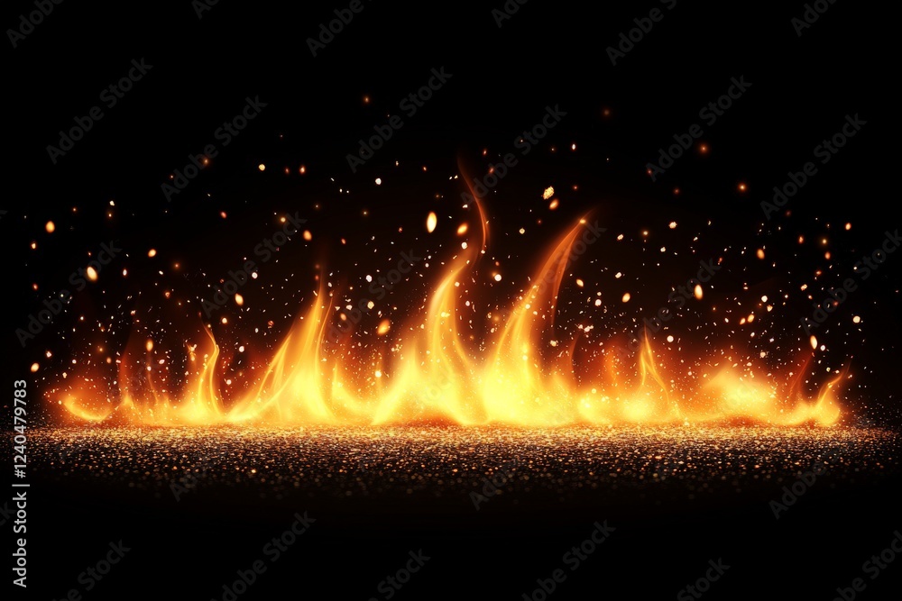 Aufkleber bright flames dance in a darkened background, illuminating the space with warm light and creating a 