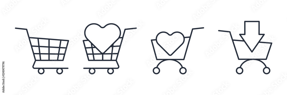Aufkleber shopping cart icon symbol vector sign isolated on white background illustration for graphic and web 