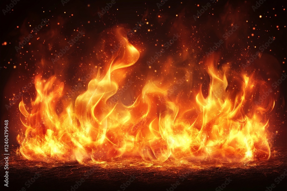 Aufkleber flames dance and flicker brightly against a dark backdrop creating a captivating display of fire ene
