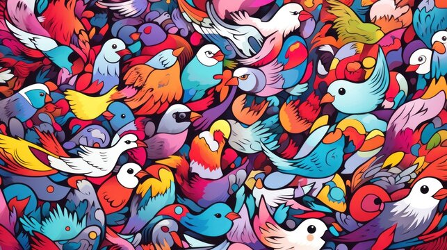 Fototapeta illustration of an abstract background with birds