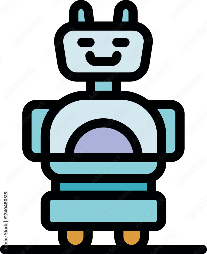 Poster friendly chatbot robot with a smiling face, representing advanced ai technology and automated commun
